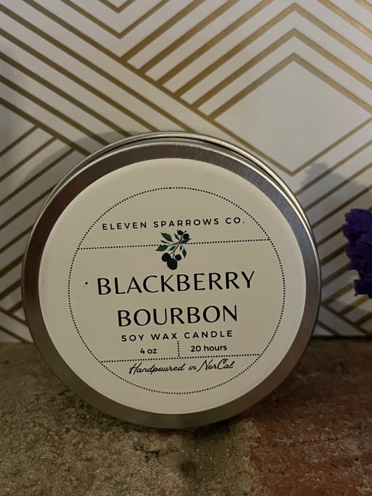 4 oz Travel Tin Candle: Blackberry Bourbon