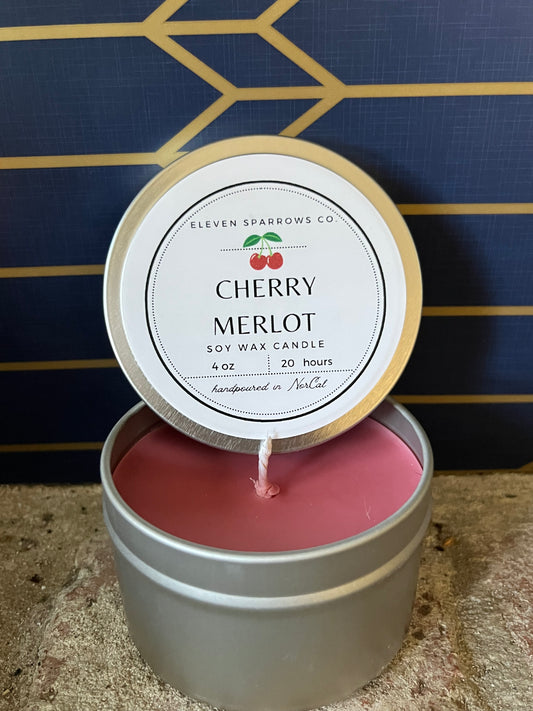 4 oz Travel Tin Candle: Cherry Merlot