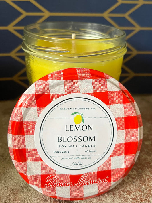 9 oz Upcycled Jam Jar Candle: Lemon Blossom