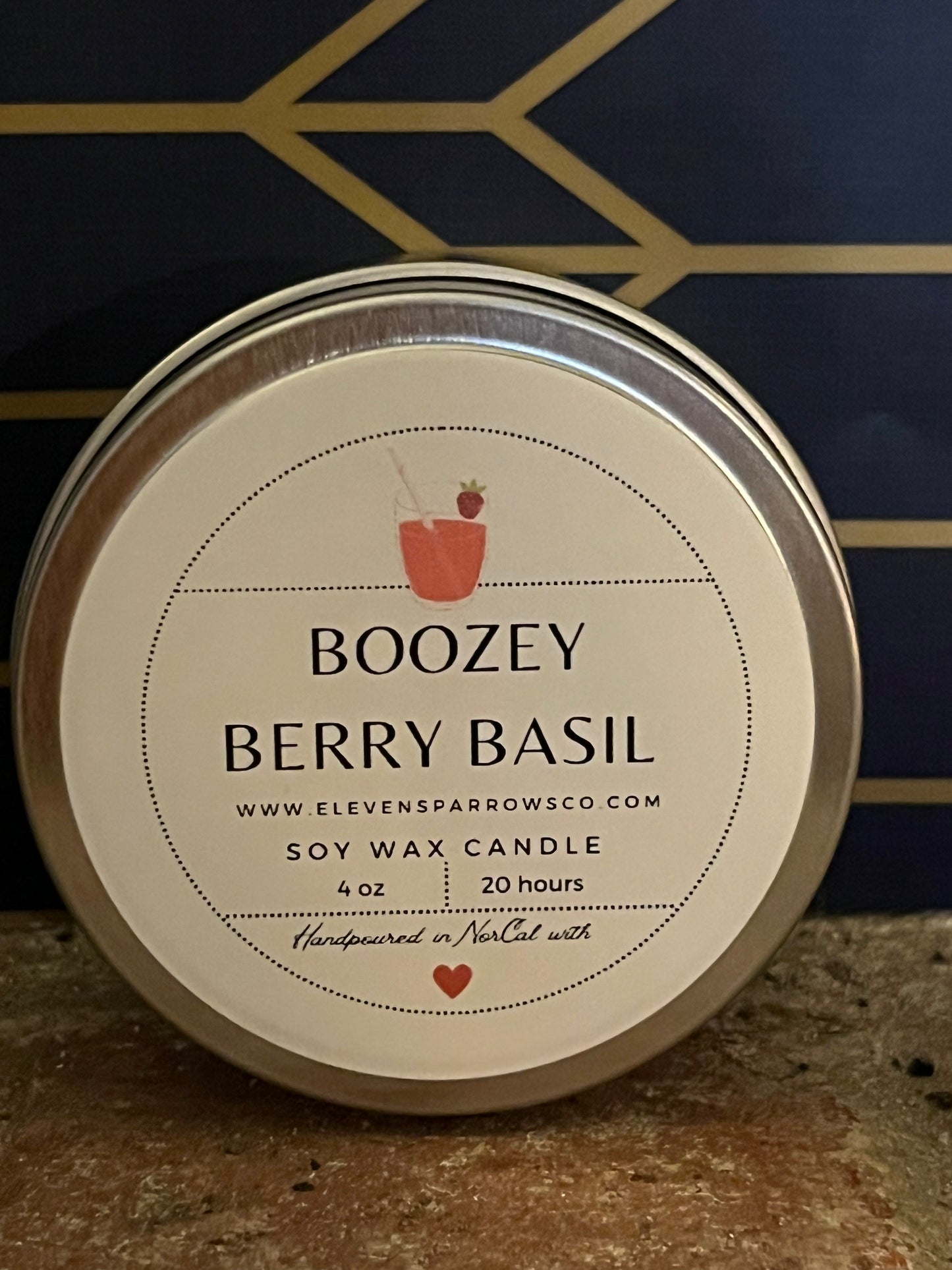 4 oz Travel Tin Candle: Boozy Berry Basil