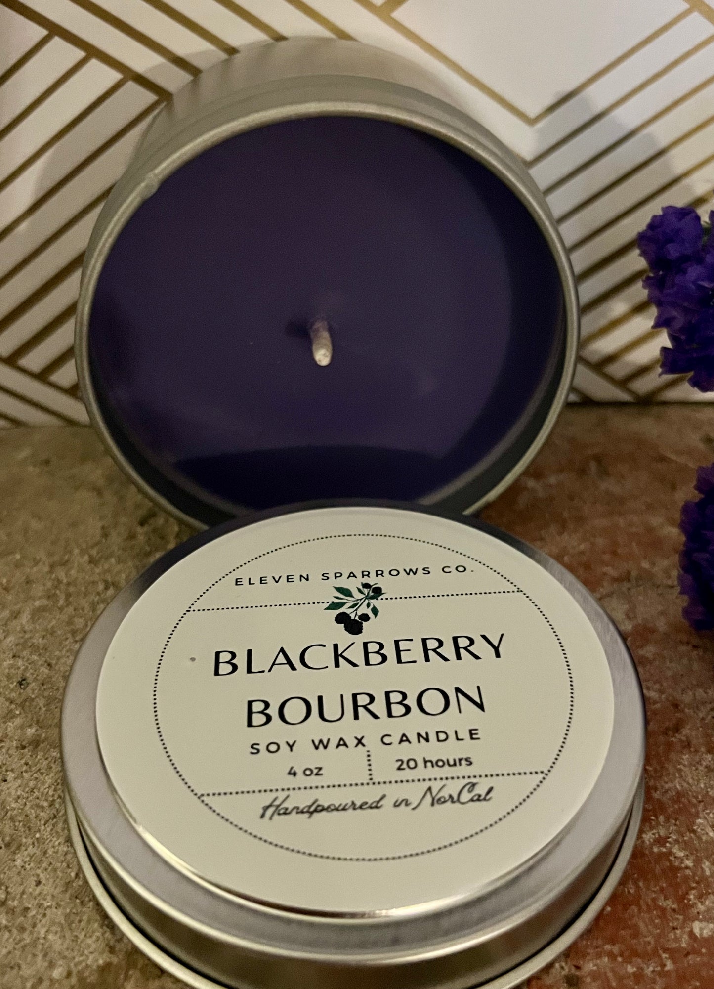 4 oz Travel Tin Candle: Blackberry Bourbon