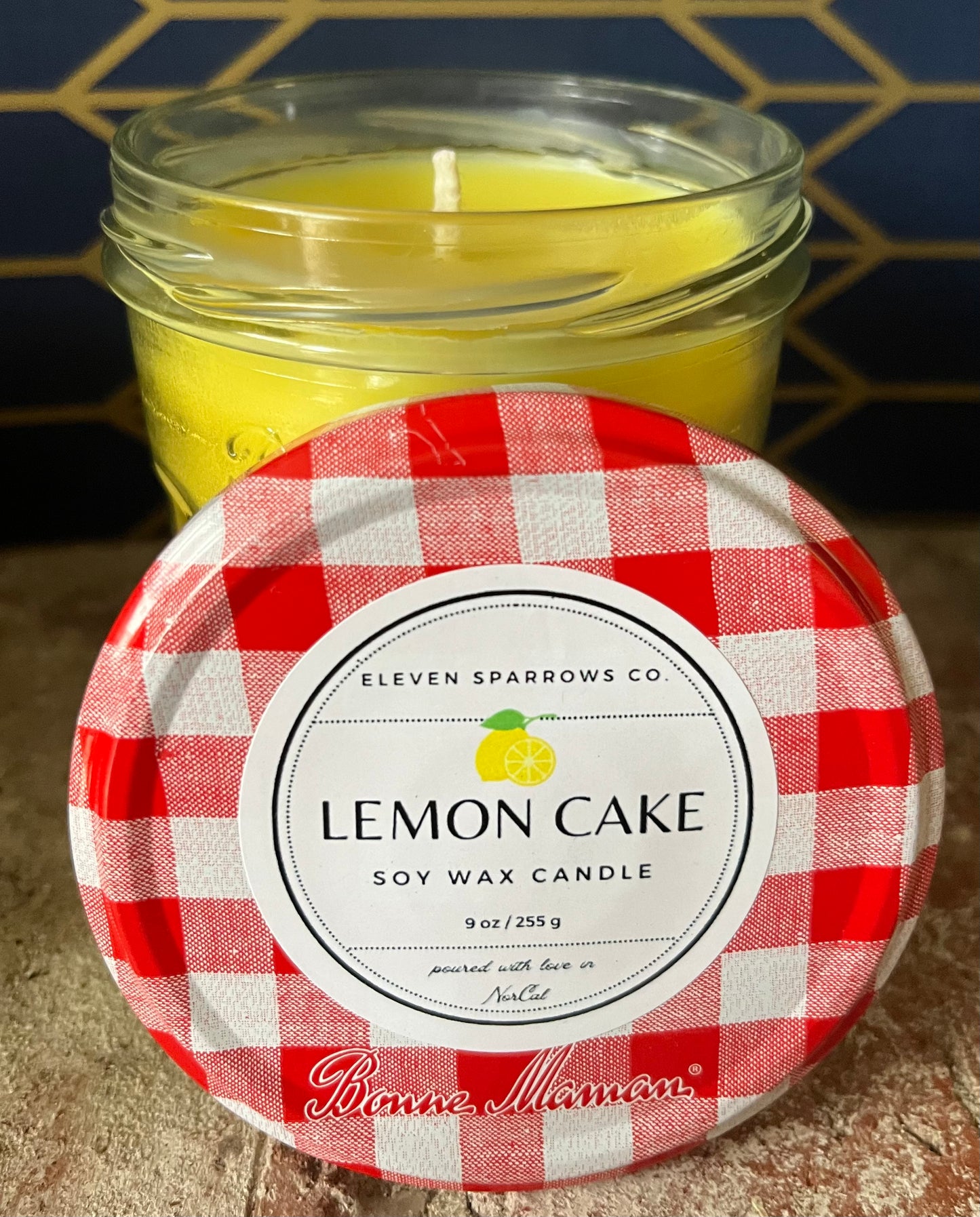 9 oz Upcycled Jam Jar Candle: Lemon Cake